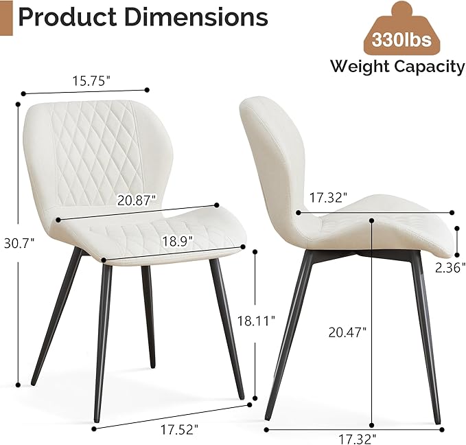 Dining Chair, Comfy Modern Dining Chairs with Thick Cushions, Upholstered Fab...