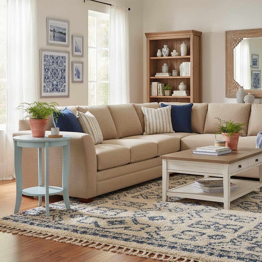 Furnifact Round End Table with Lower Storage Shelf, Modern Accent Side Table ...
