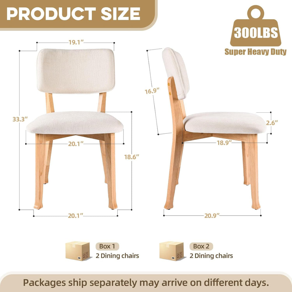 Wooden Dining Chairs Set of 4, Mid Century Modern Kitchen Chairs with Fabric ...