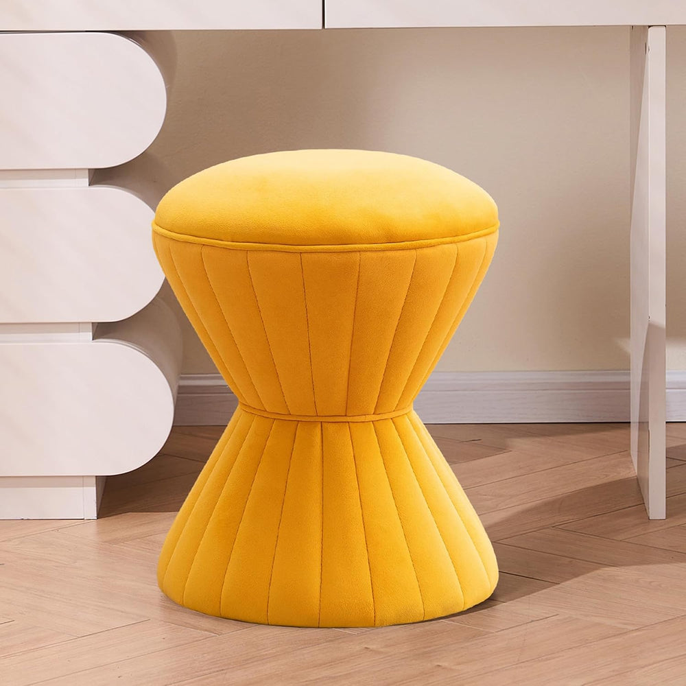 Multifunction Velvet Ottoman, Upholstered Vanity Stool Chair, Sturdy Round Fo...