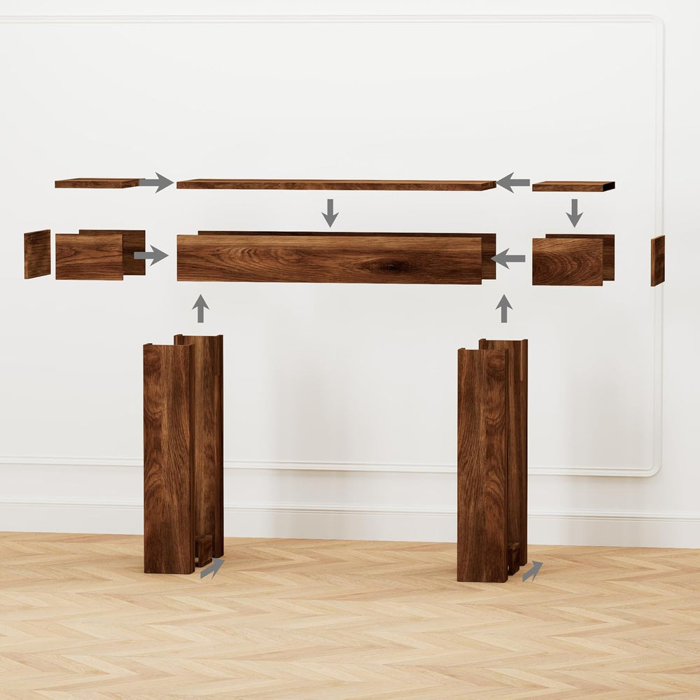 63 Inch Long Console Table w/Outlets & USB Ports, Narrow Rectangular Sofa...
