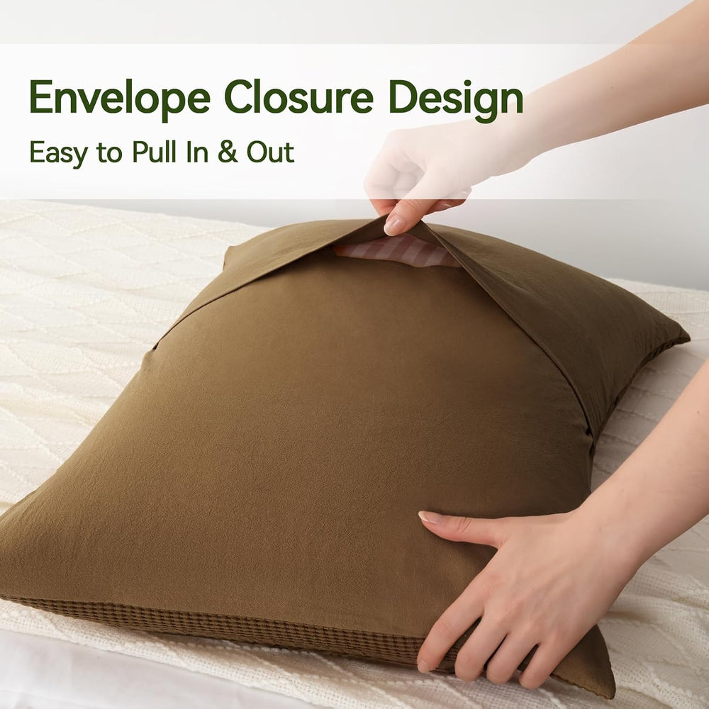 a moment Queen Pillow Shams Bamboo Pillowcases - Waffle Weave, Ultra Soft &am...