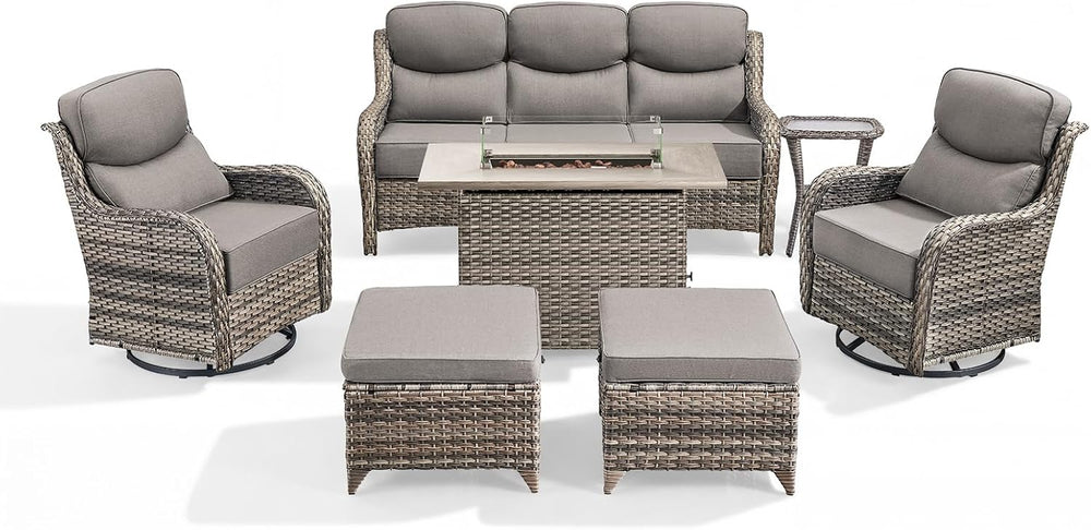 Luxury Patio Furniture Set with 6-inch Thick Cushion, Outdoor Furniture with ...