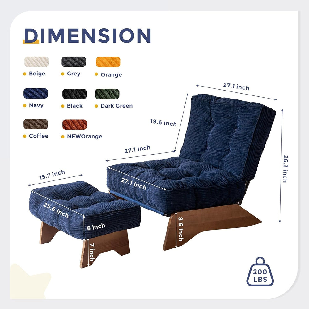 MAXYOYO Accent Chair with Ottoman, Lounge Chair with Adjustable Backrest | Tu...