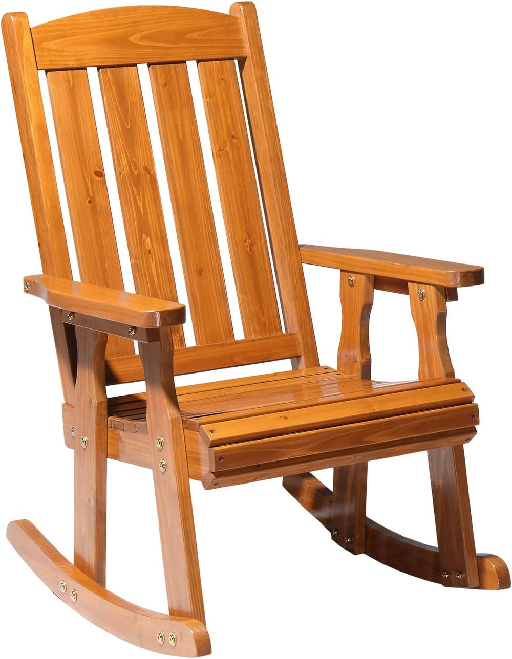 VINGLI Outdoor Rocking Chair, Heavy Duty 600 LBS Wooden Rocker, Teak(1PC) | H...