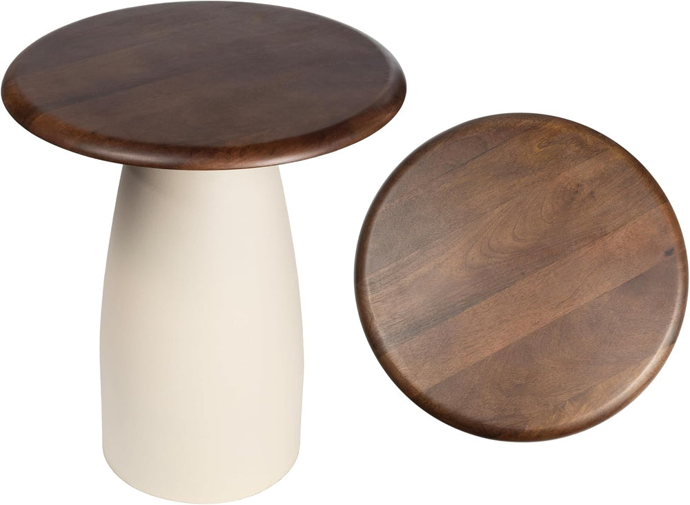 Eyely DNE5001B Athena 18" Modern Rustic Round Wood/Metal Accent Table, S...