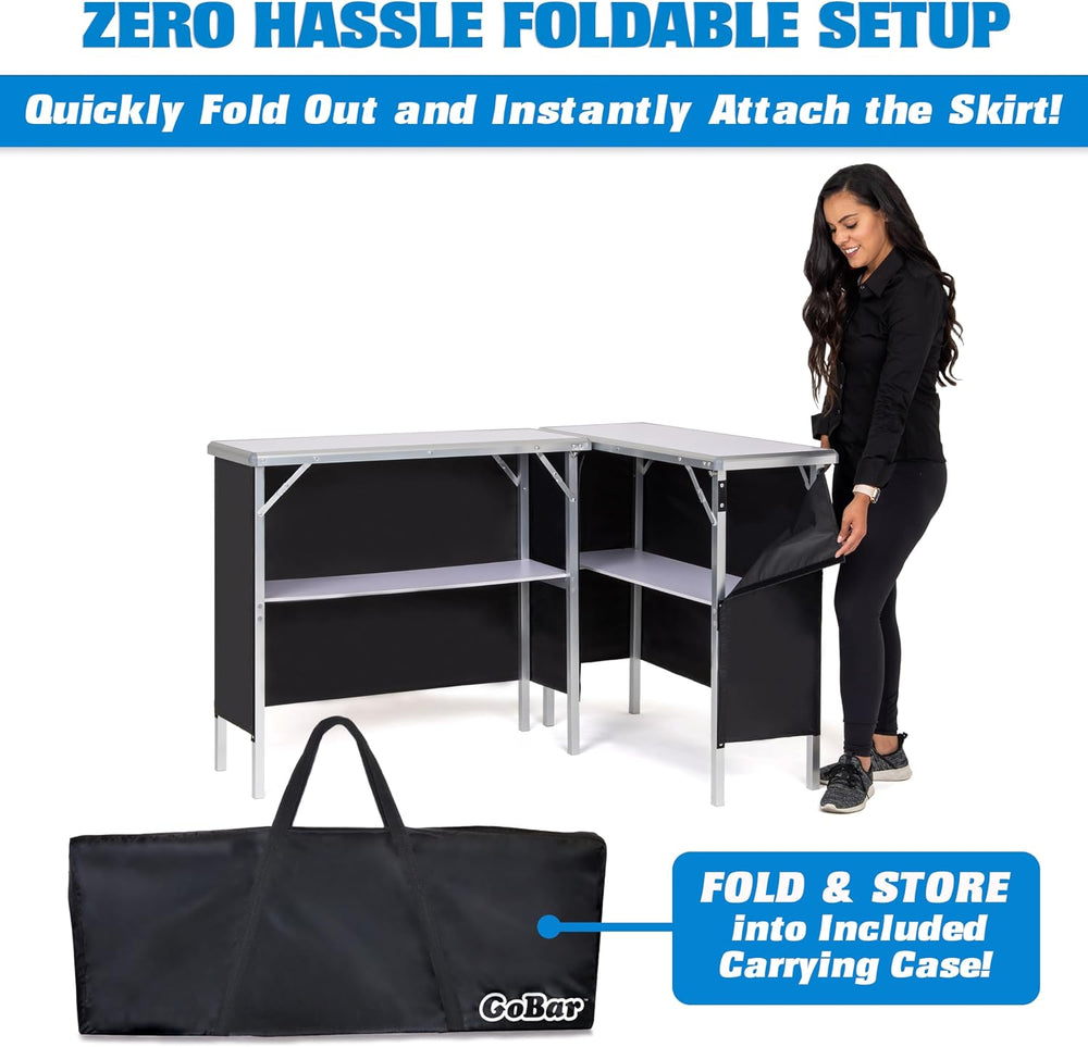 GoBar Portable Double Bar Table Set - Mobile Bartender Station for Events - I...