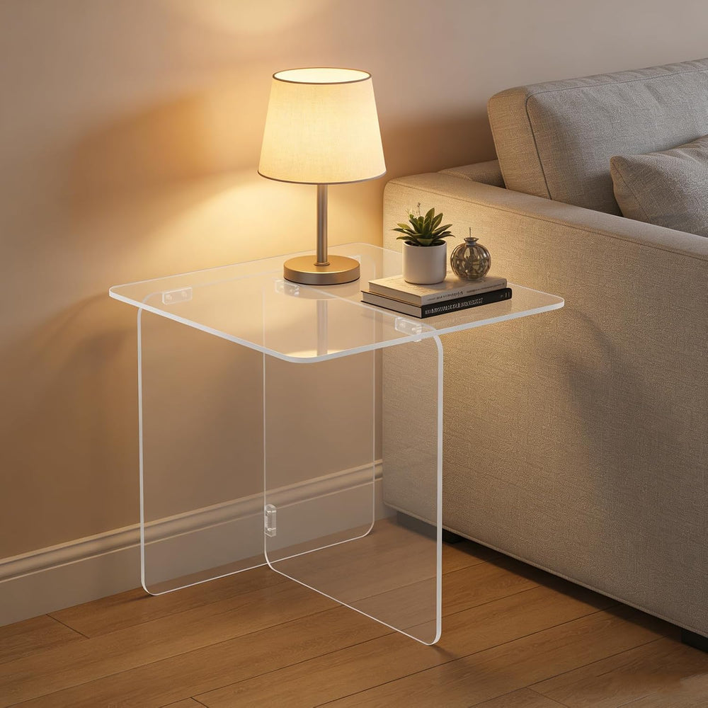 Acrylic Side Table,Clear Nightstand End Table Modern Bedside Table for Living...
