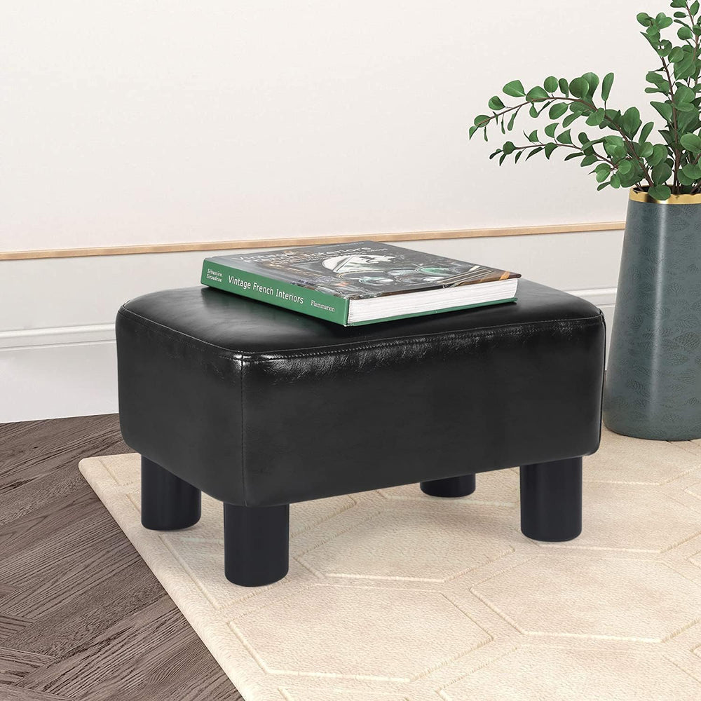 Homebeez 16" Small Footstool PU Leather Ottoman Footrest Modern Home Liv...