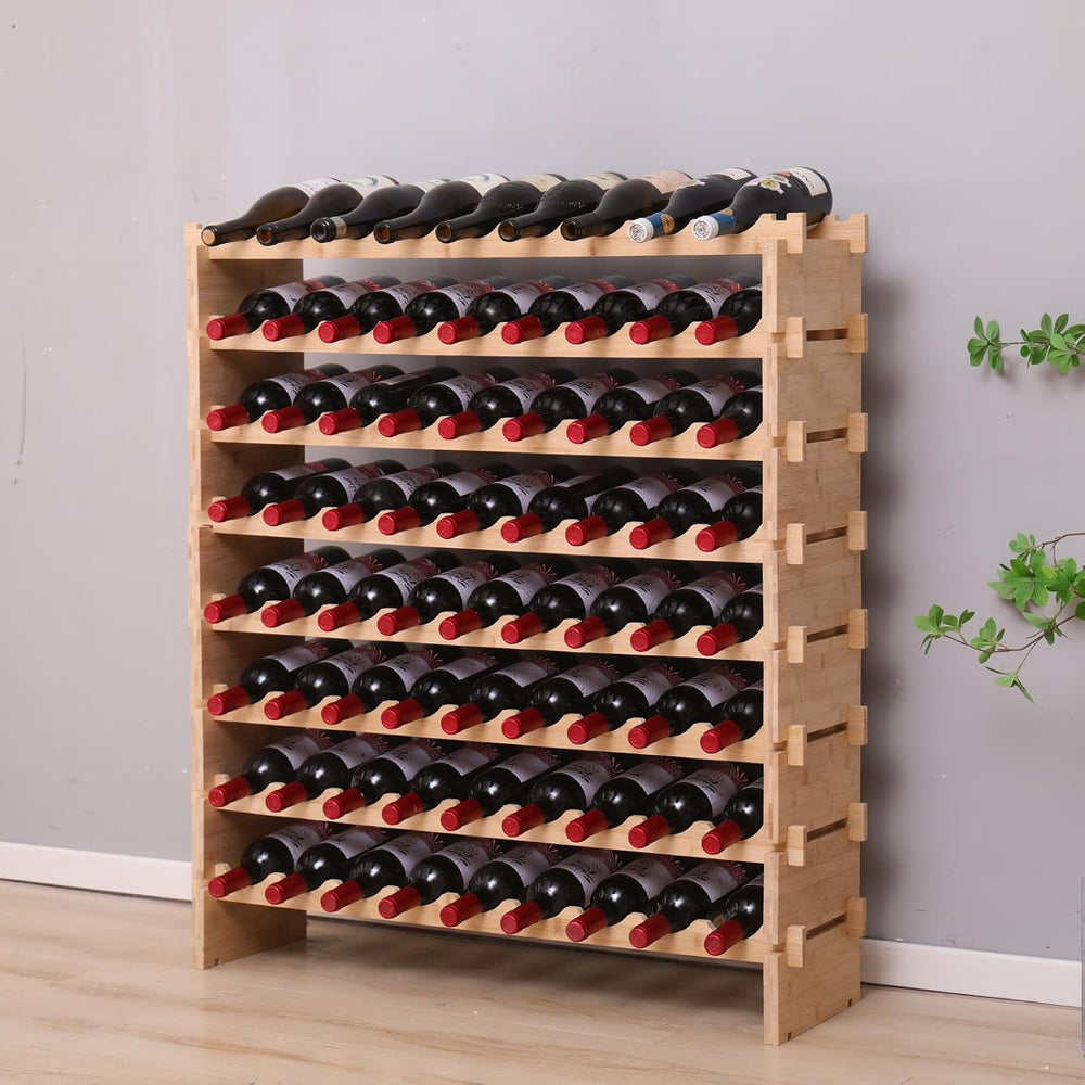 72 Bottle Stackable Storage Modular Wine Rack Cabinet Bamboo freestanding Flo...