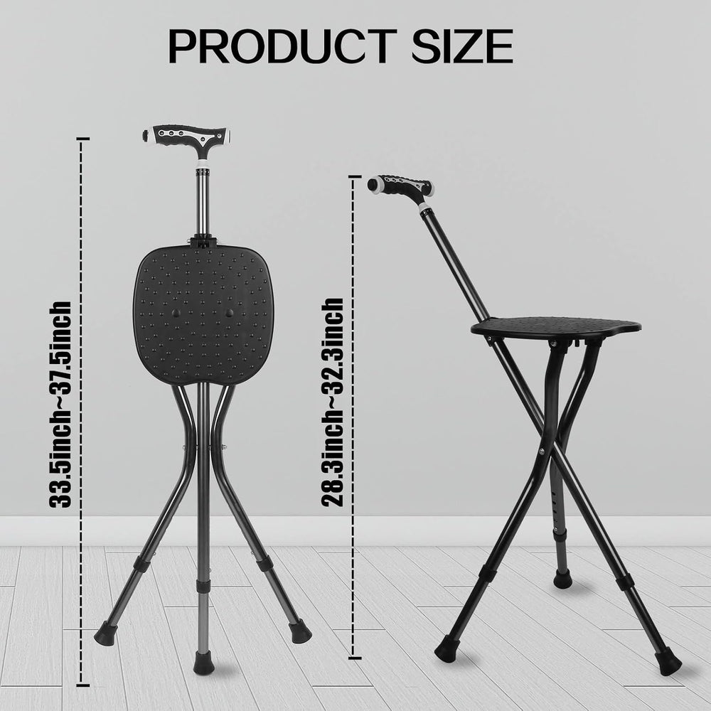 Yayayo Hold 440 lbs Folding Canes with Seat Walking Stick Height Adjustment C...