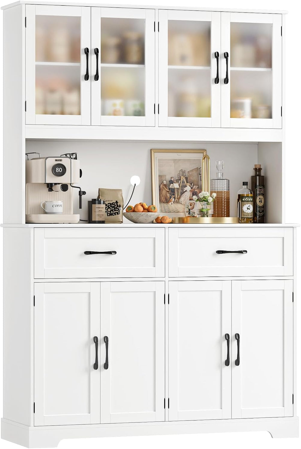 BOTLOG 71" Large Pantry Storage Cabinet with Microwave Stand | Tall Hutc...
