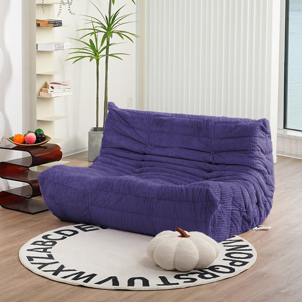 N&V Fireside Loveseat, Mid Century Armless Twin Size Floor Sofa, Soft Pre...