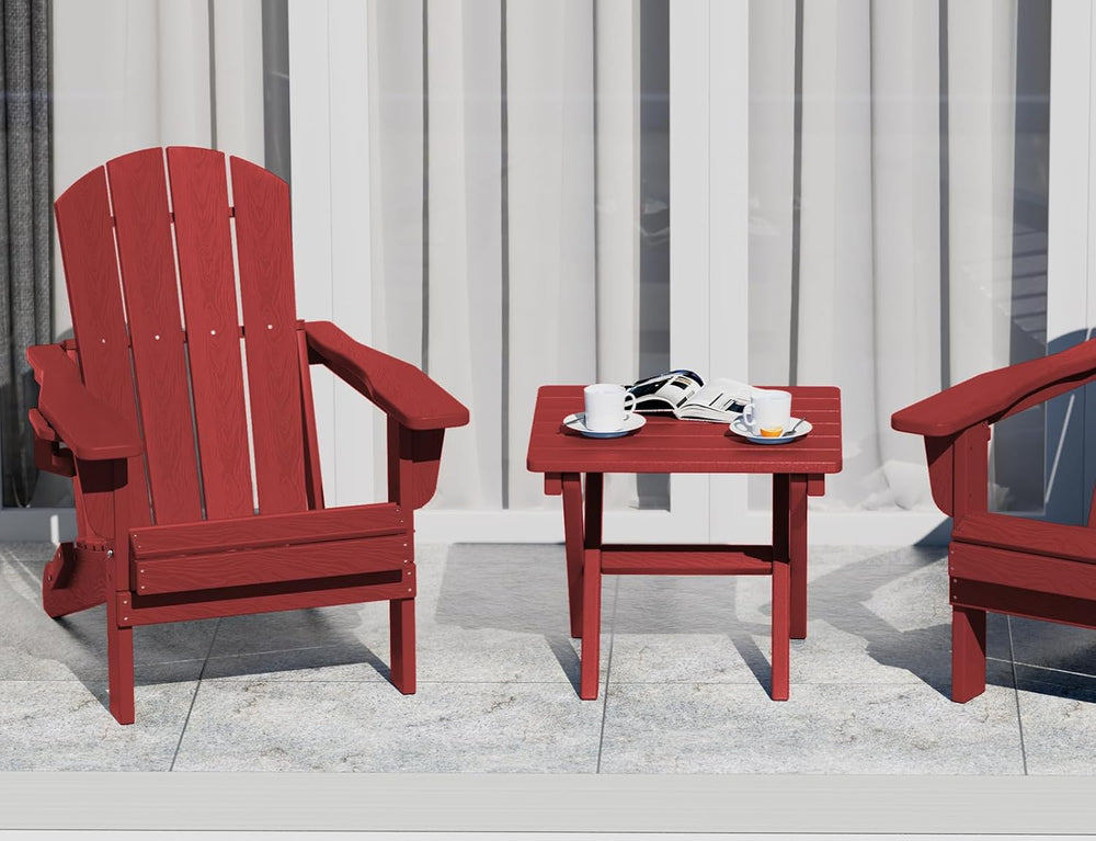 SERWALL Small Folding Outdoor Side Table Set of 4, Red