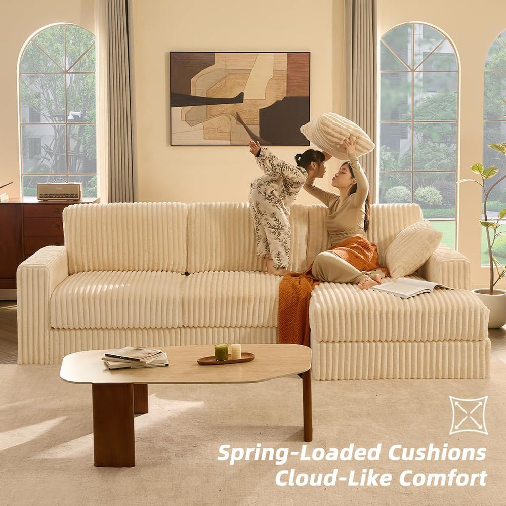 GOSUHI 113" L-Shaped Cloud Couch, Modular Sectional, Deep Seats, White |...