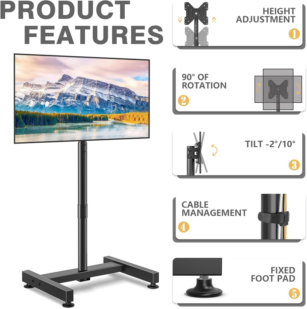 TVON TV Floor Stand for 13-50 inch LCD LED Flat/Curved Panel Screen TVs up to...