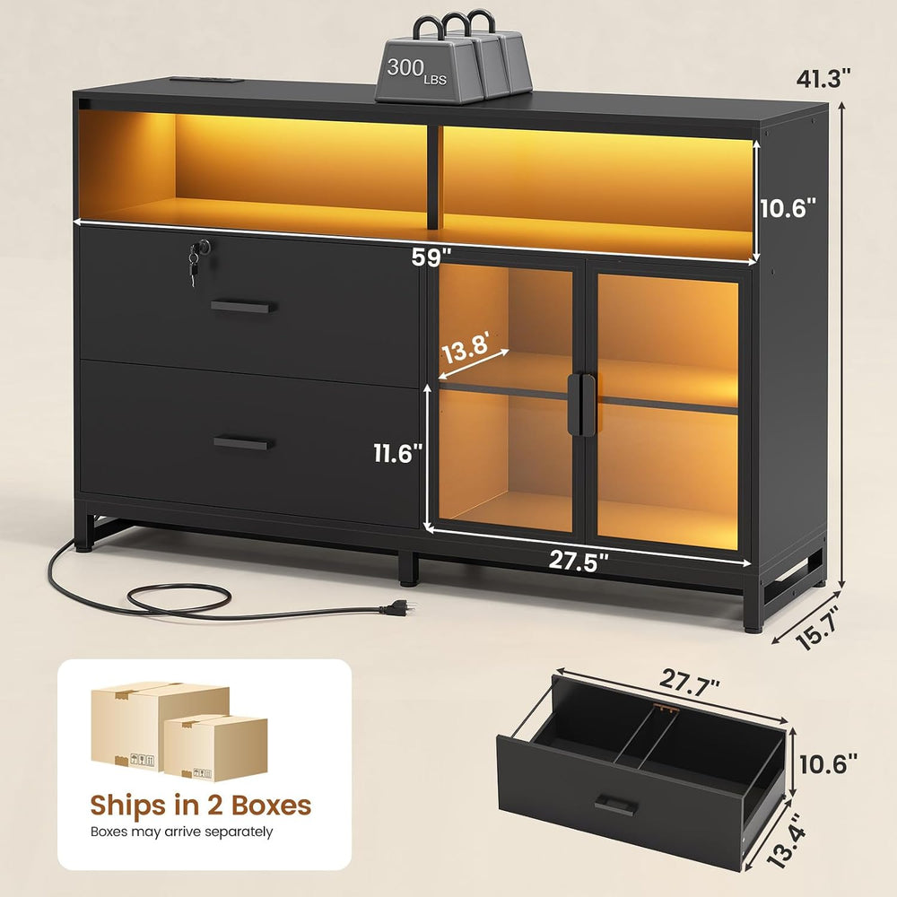 SEDETA 59" Filing Cabinet with Lock Drawers fits Legal Size for Home Off...