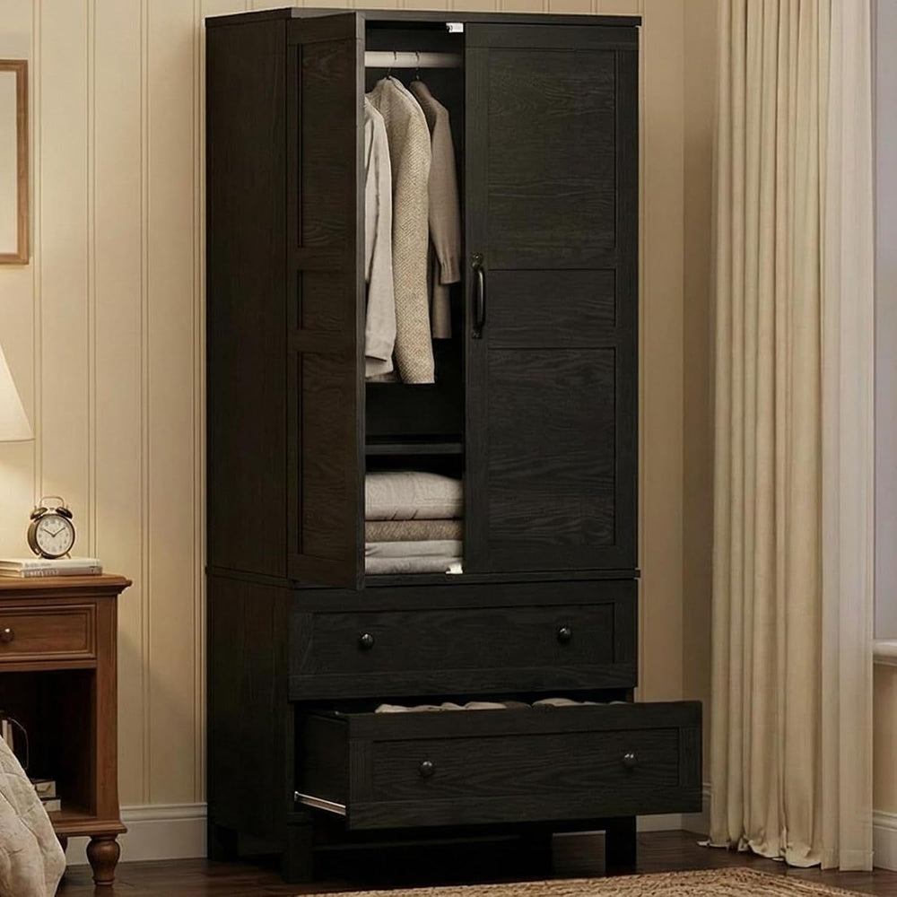 IDEALHOUSE Armoire Wardrobe Closet with 2 Drawers, 72" Tall Wooden Cloth...
