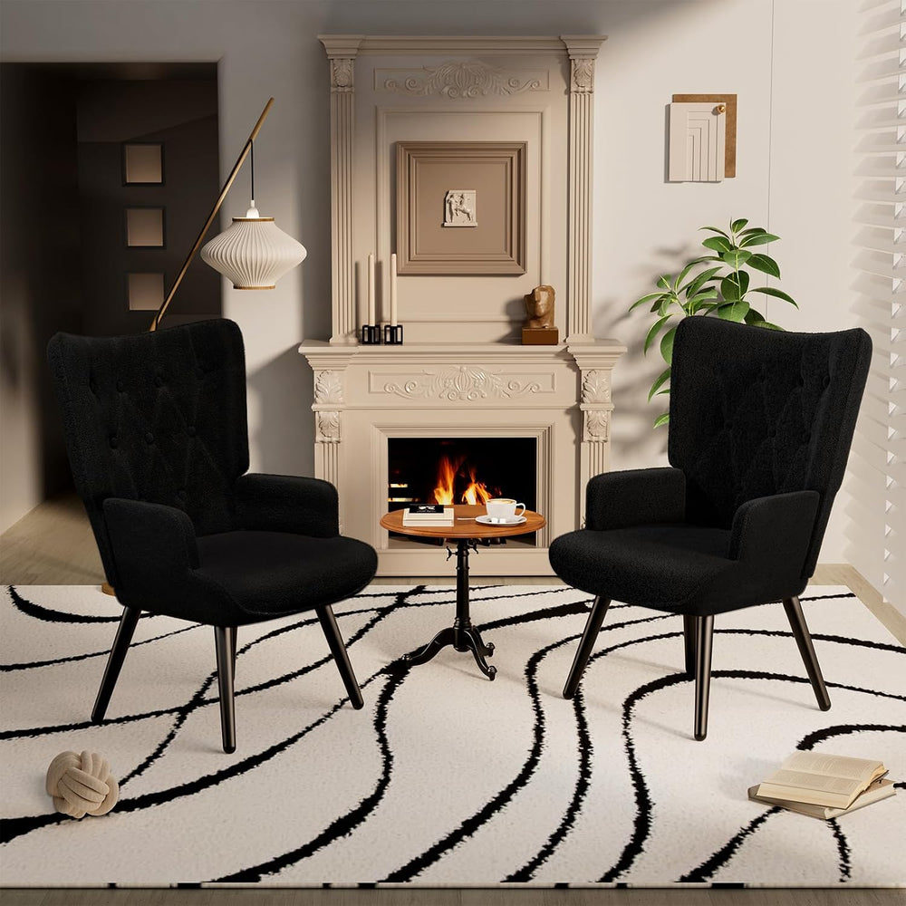 TLSUNNY Accent Chair, Upholstered Teddy Fabric Living Room Chairs | High Back...