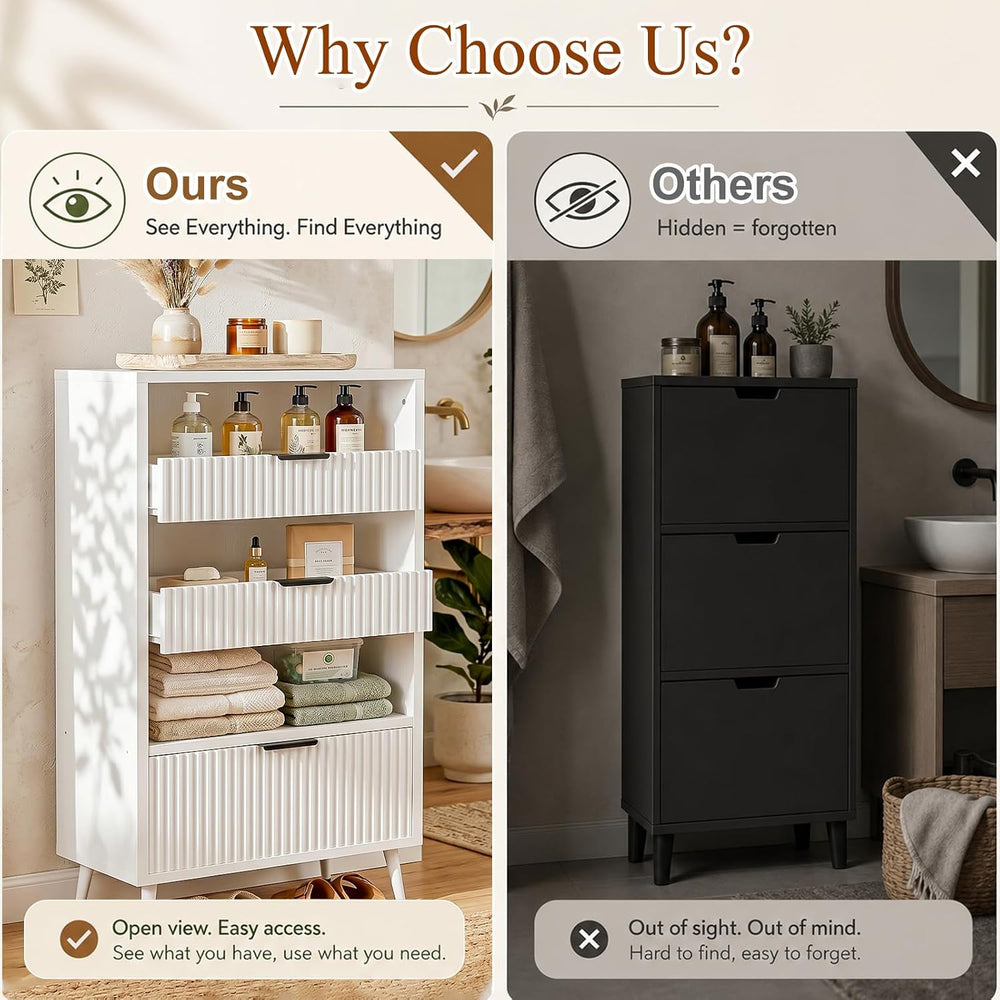 Bathroom Storage Cabinet, 51.2" H 5-Tier Freestanding Pantry Cabinet wit...