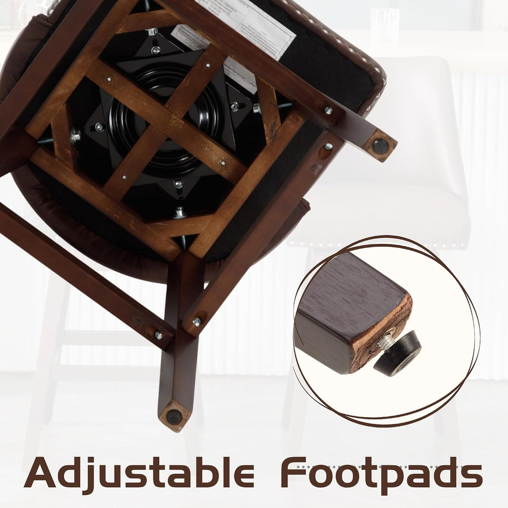 27.5 inch Counter Height Bar Stools Set of 4 Faux Leather 360°Swivel Barstool...