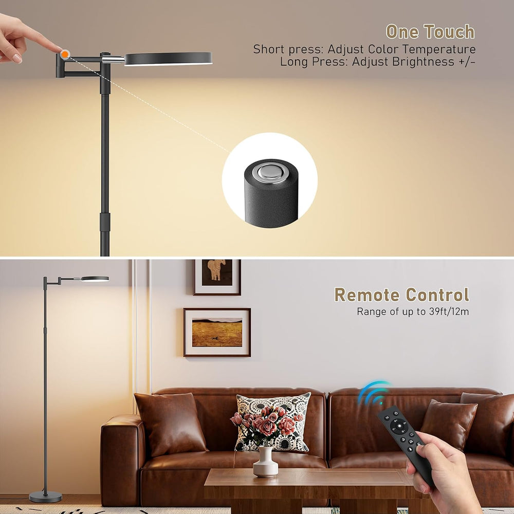 SIBRILLE LED Floor Lamp, 18W Adjustable Height Floor Lamp with Remote Control...