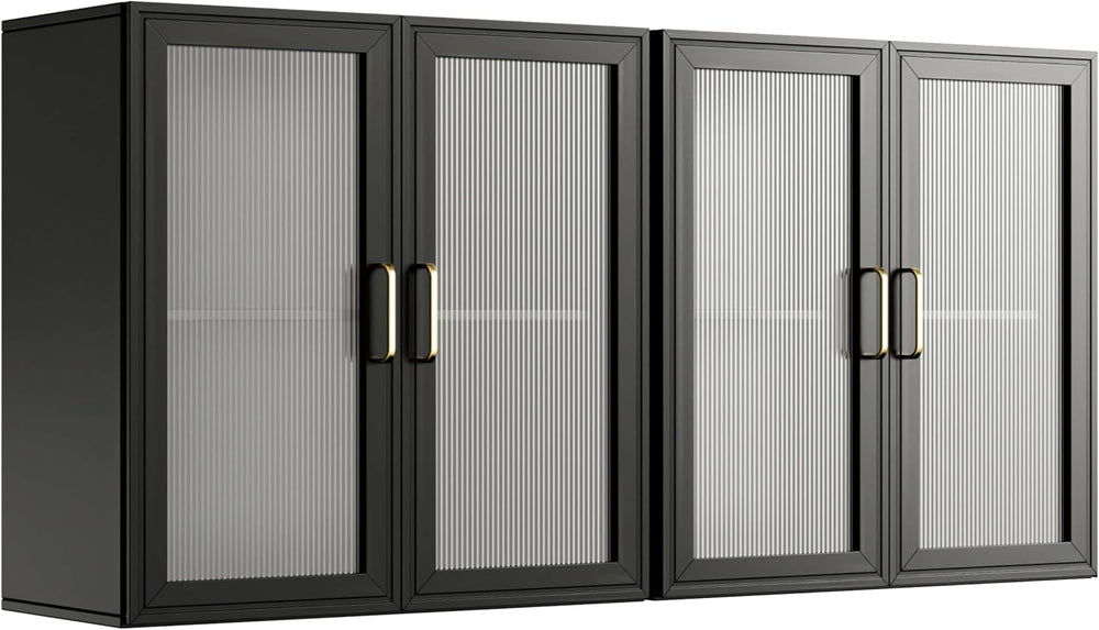 24”W Wall Cabinet with Acrylic Glass Doors Set of 2, Kitchen Wall Cabinets wi...