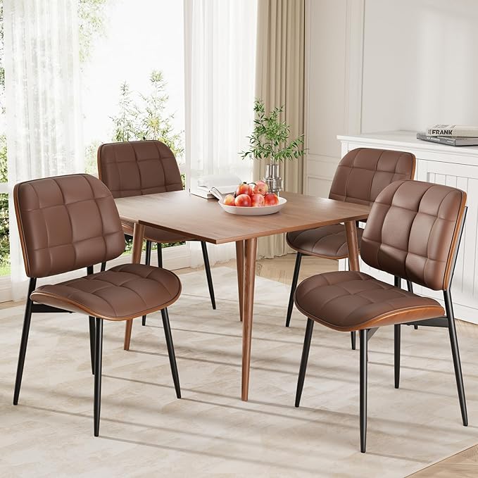 Dining Chairs Set of 8, Mid Century Modern Dining Room Chair, Upholstered Fau...