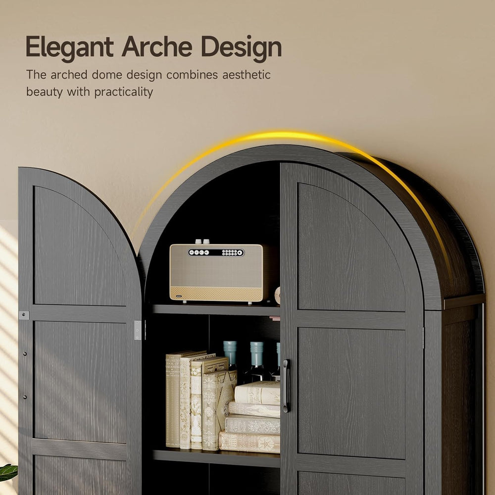 ONBRILL 71" Tall Wooden Arched Cabinet, 5-Tier Arched Kitchen Pantry Cab...