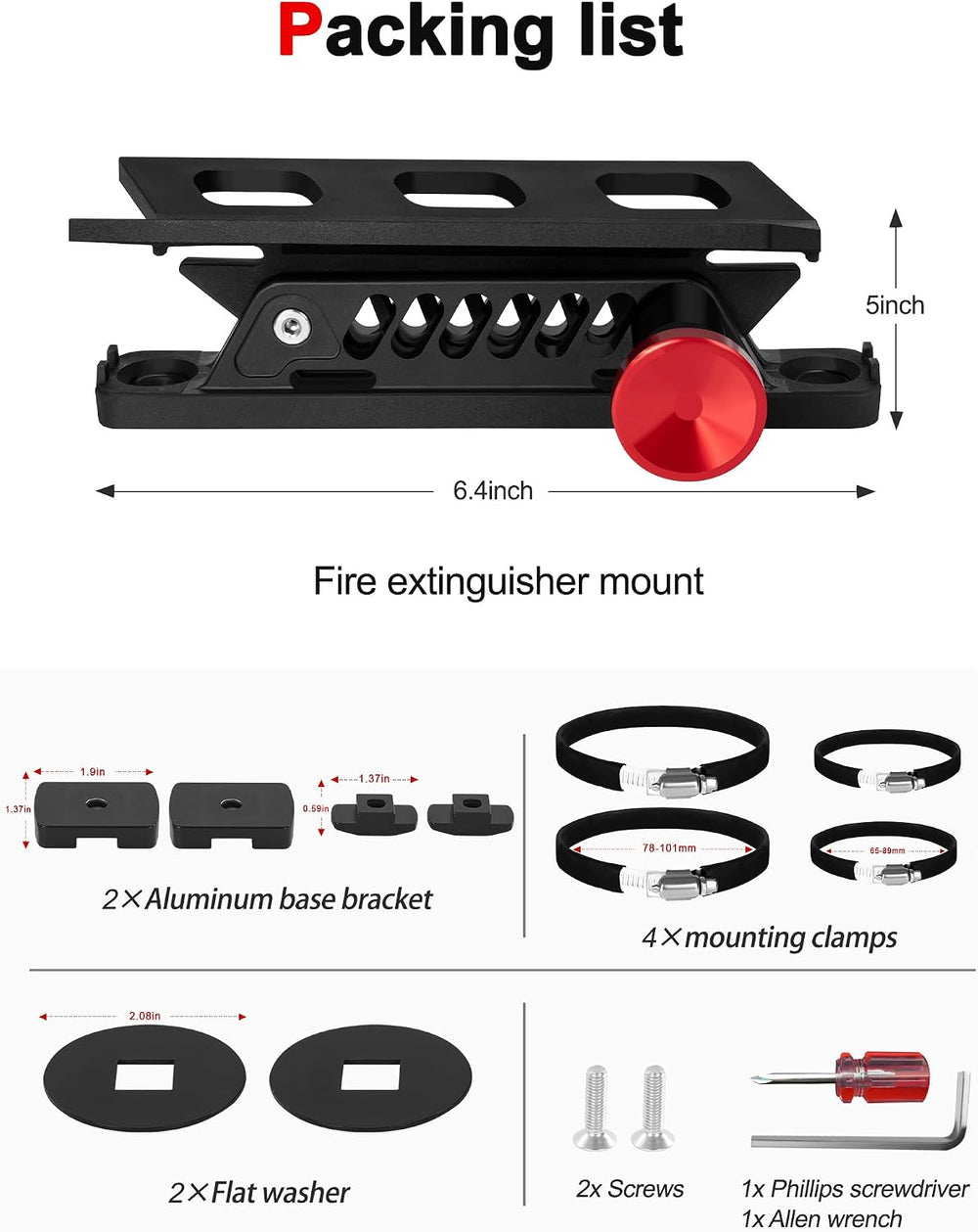 MOLLE Panel Fire Extinguisher Mount Fits 1“-2" Panle Slot Holes