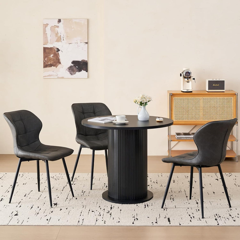 31.5" Round Dining Table for 2, Modern Small Pedestal Kitchen Table, Spa...