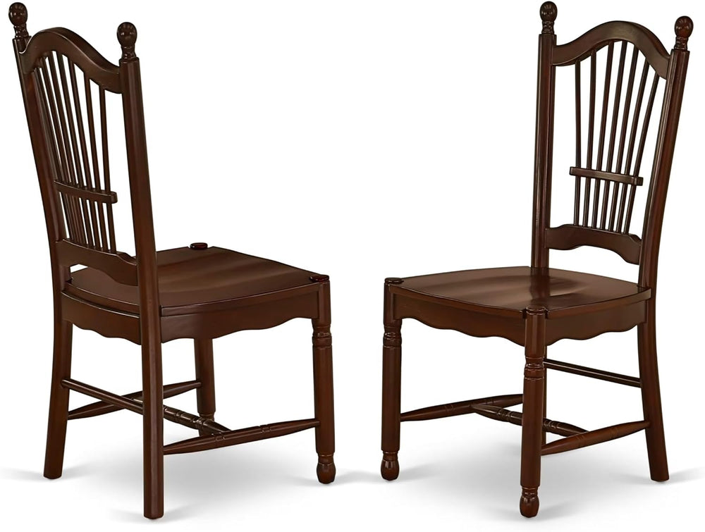 East West Furniture DOC-MAH-W Dover Kitchen Dining Chairs - Slat Back Wood Se...