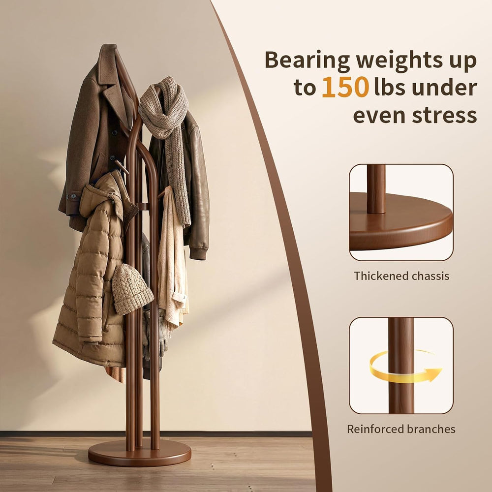 Solid Wood Coat Rack Freestanding Wood Coat Tree Rack with 9 Hooks, Creative ...