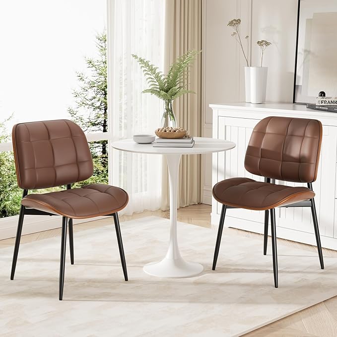 Dining Chairs Set of 8, Mid Century Modern Dining Room Chair, Upholstered Fau...