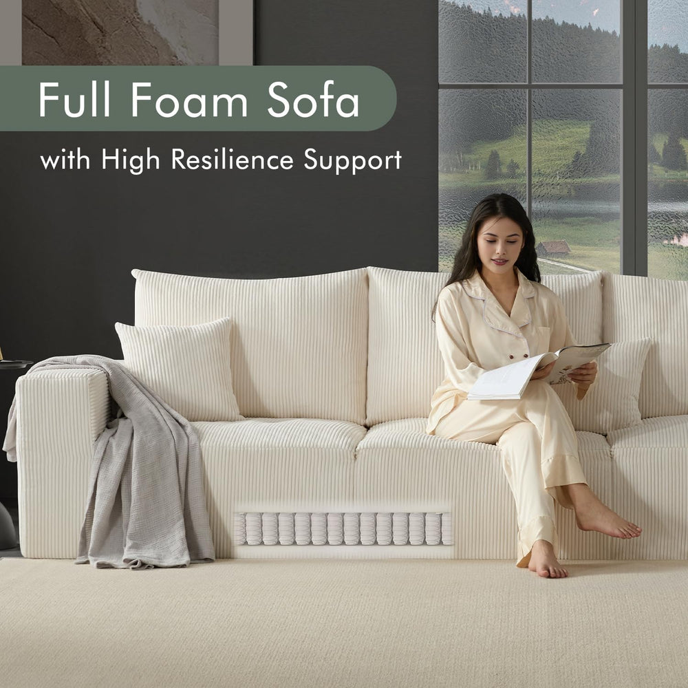 Gericco 113" Modular Sectional Couch, Cloud Sofa with Deep Seats, Uphols...