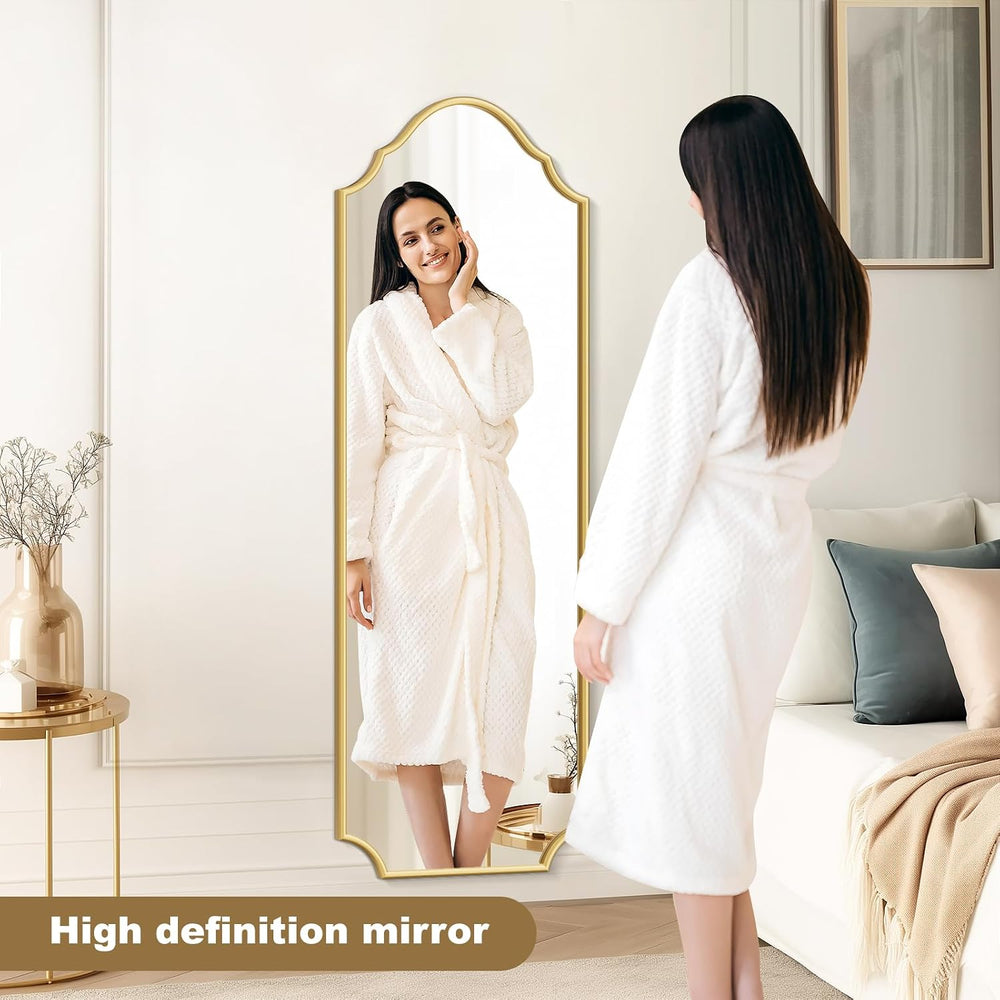 WallBeyond Arched Full Length Mirror Wall Mounted, 65"x22" Gold Met...