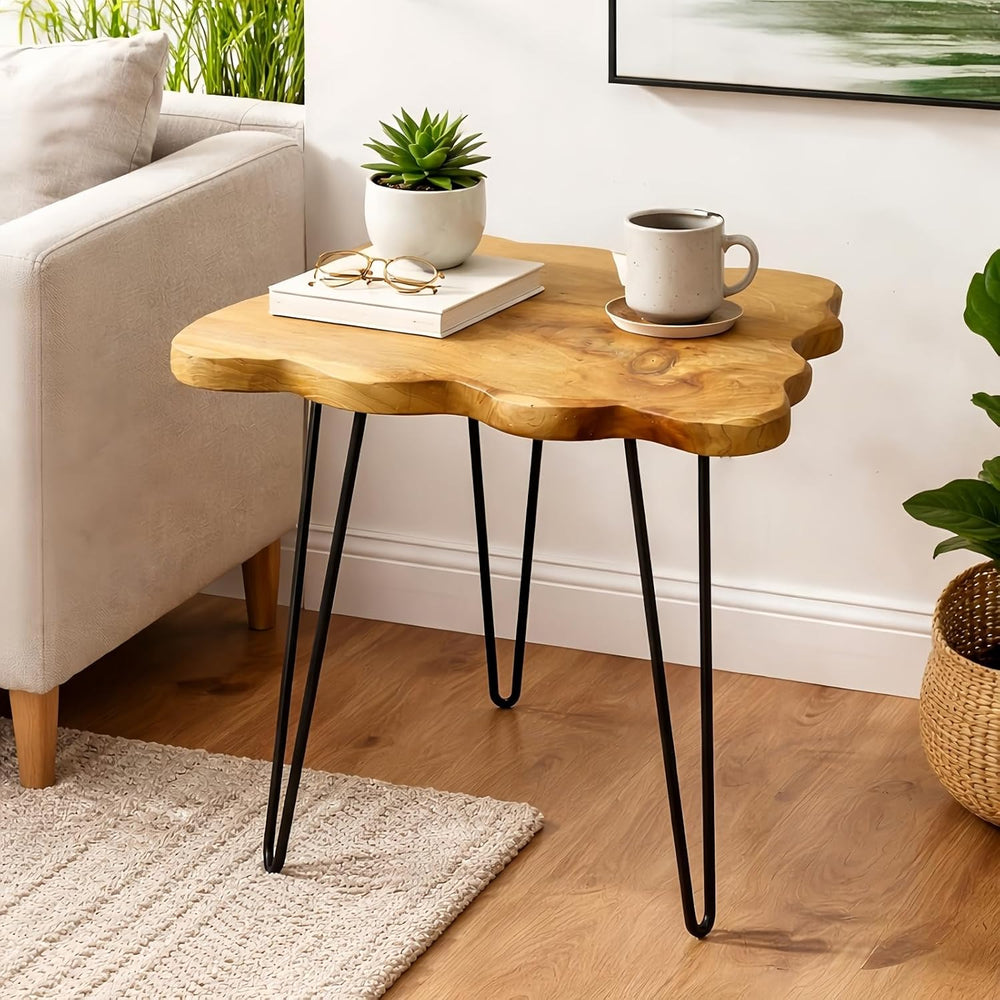 Live Edge Cedar End Table, 20" x 14" x 20" Small Side Table, N...
