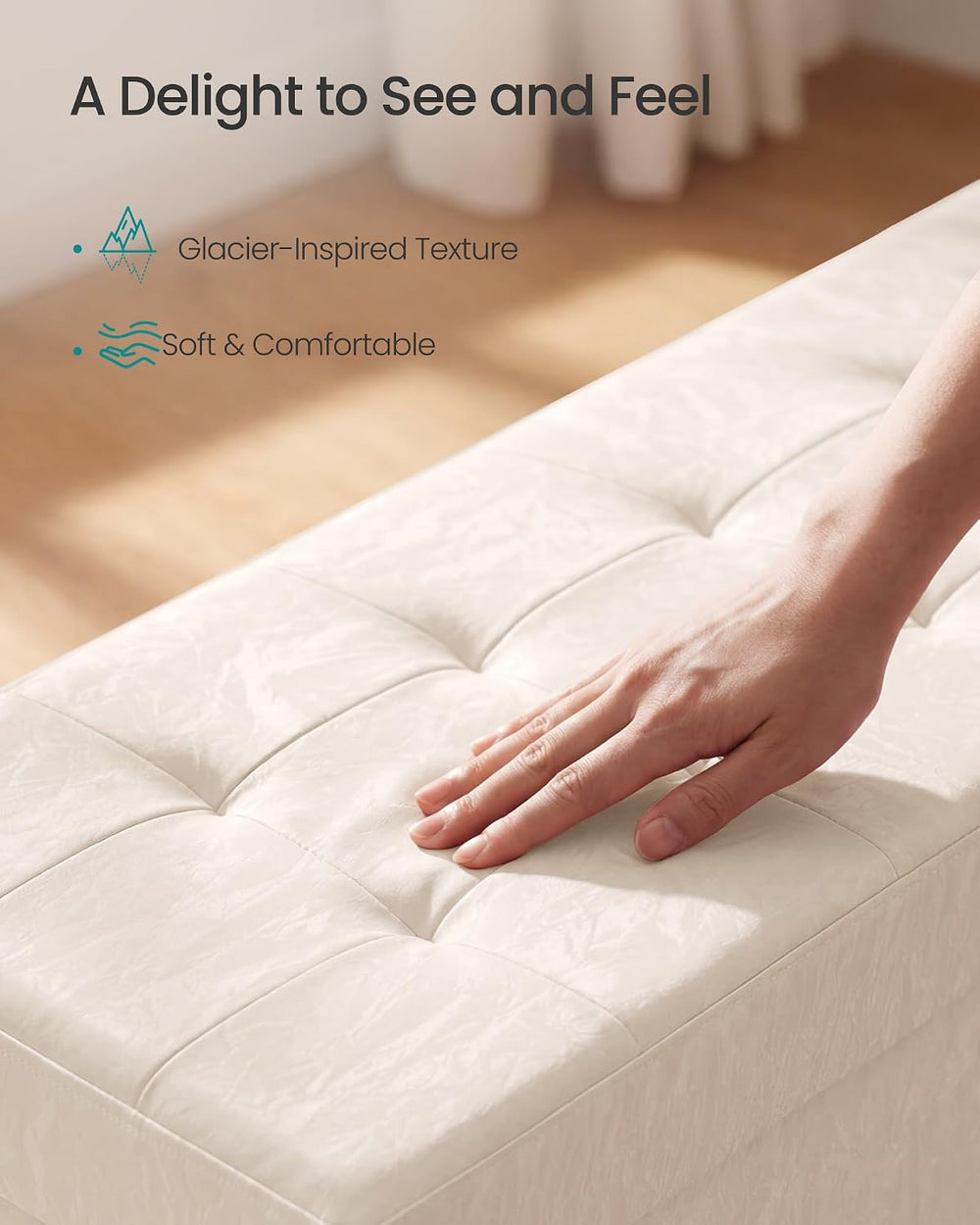 SONGMICS Storage Ottoman Bench, PU Leather Foldable Footrest, Padded Seat | C...