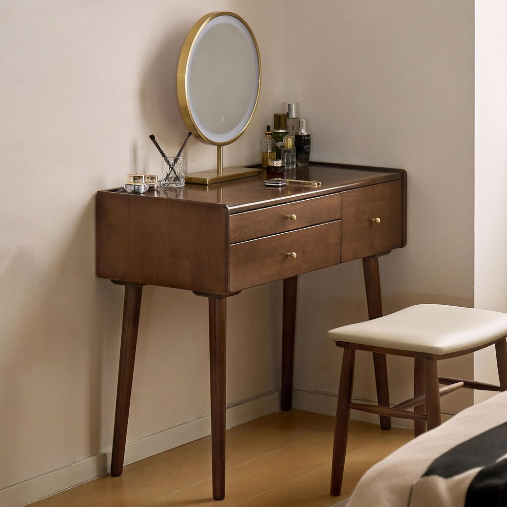 Vanity Desk, Solid Rubberwood Dressing Table, Study Desk and Vanity Table for...