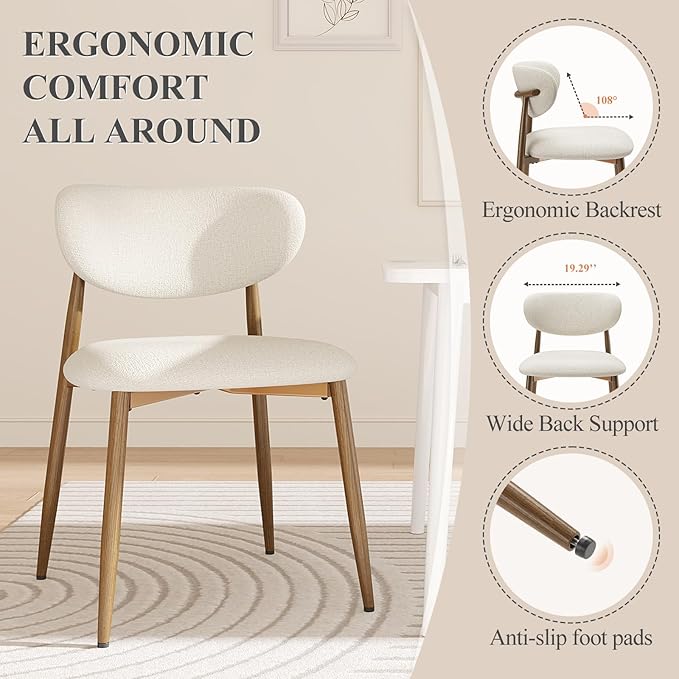 Dining Chairs Set of 6, Upholstered Dining Room Chairs with Metal Legs and An...