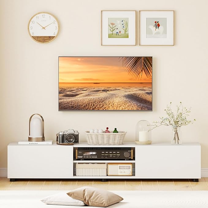 Tangkula Modern TV Stand for up to 70” TVs, 63”L Minimalist Entertainment Cen...