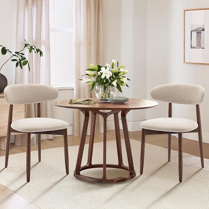 COLAMY Wooden Dining Chairs Set of 4, Modern Fabric Upholstered Kitchen Side ...