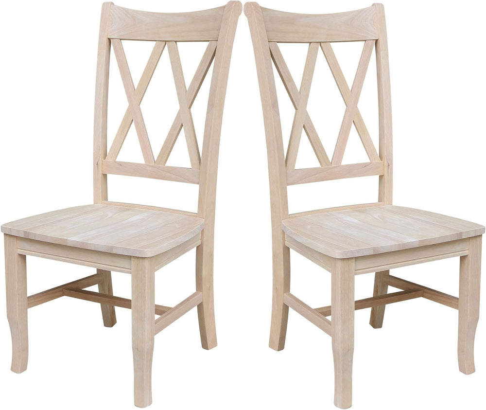IC International Concepts, Set of 2 Double X-Back Dining Chairs, Armless, Rea...