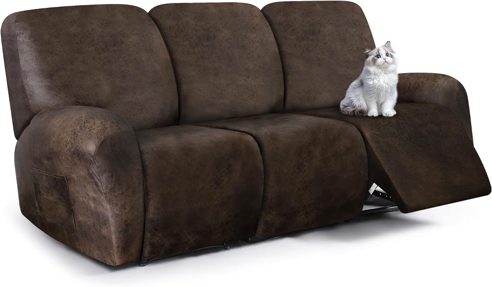 ANARACHON Leather Look Recliner Couch Cover, 8-Pieces Stretch Recliner Sofa C...
