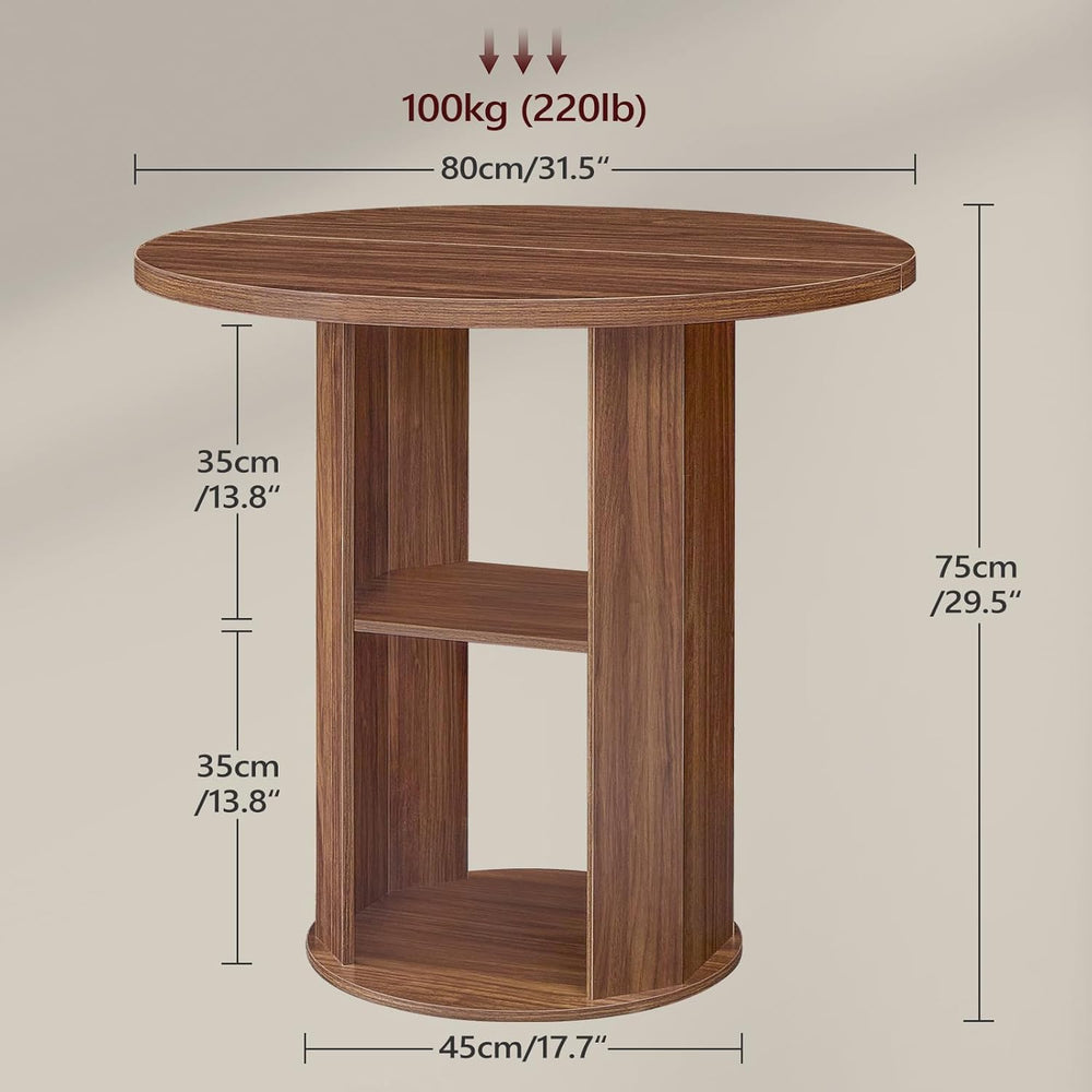 MAHANCRIS 31.5" Round Dining Table with Storage Shelf for 2-3, Circle Ki...