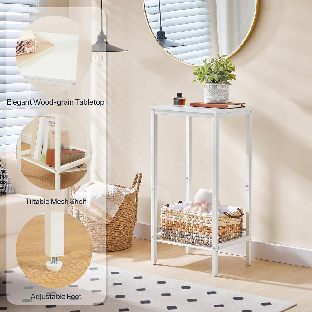 HOOBRO Tall Side Table, Industrial End Telephone Table with Adjustable Mesh S...