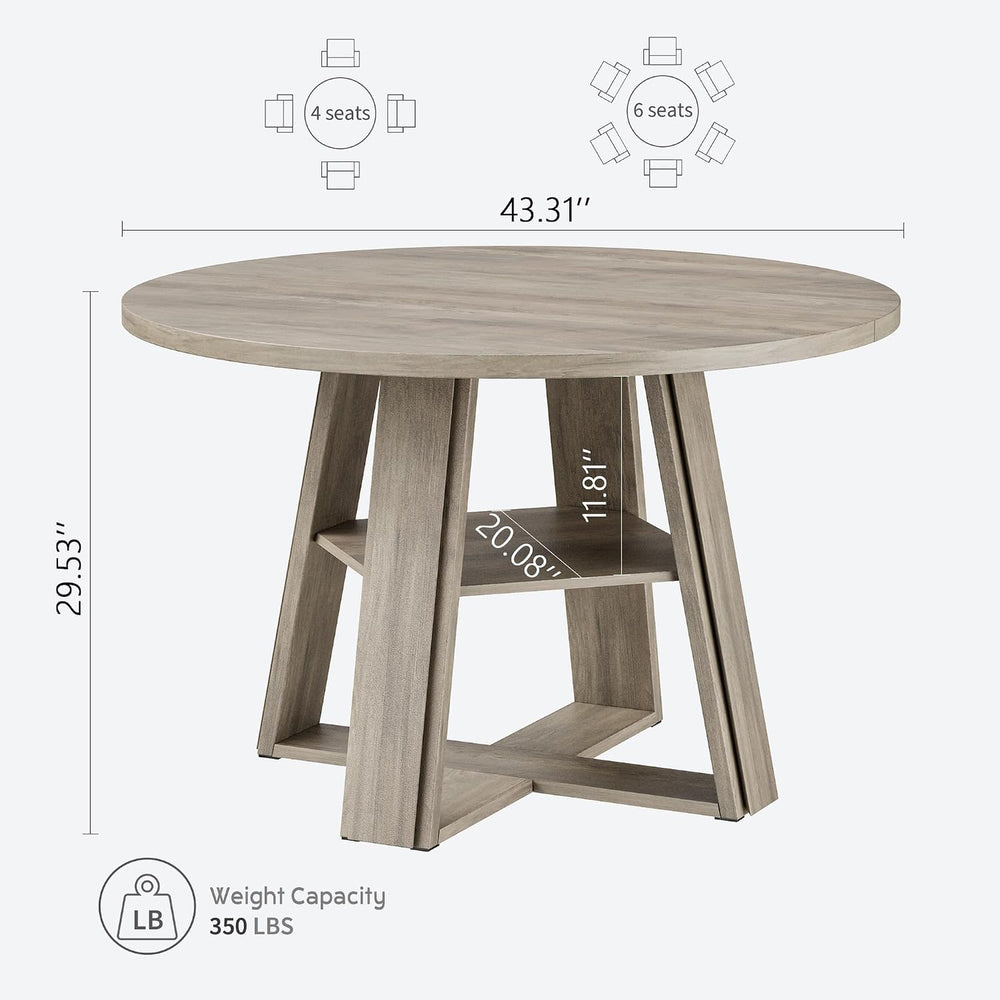 GarveeHome 43.3" Round Dining Table for 2-4 People, Circle Kitchen Table...