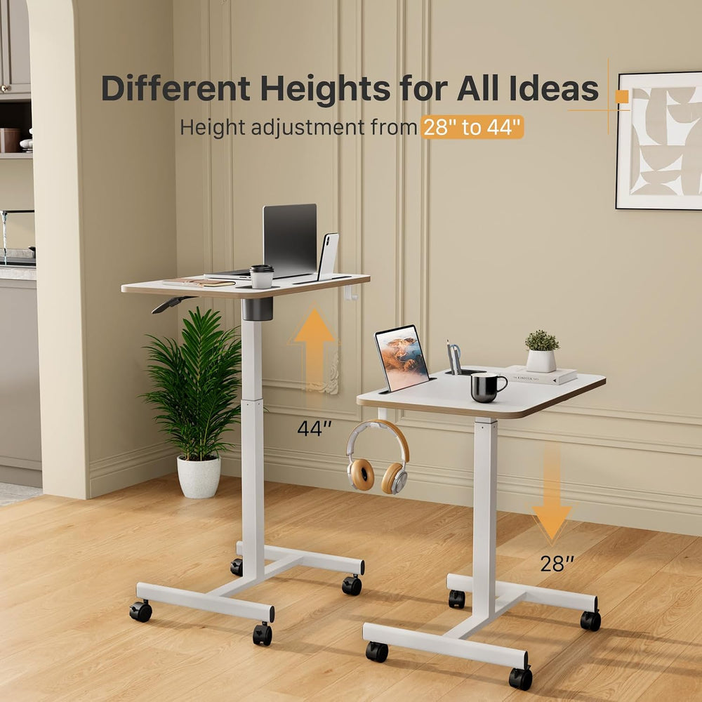 28 inch Mobile Rolling Standing Desk Height Adjustable with Wheels