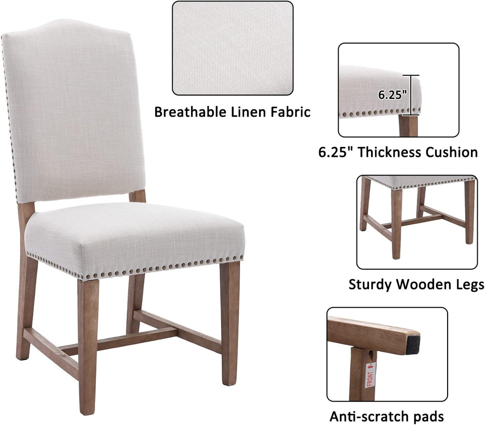 Shunzhi Farmhouse Upholstered Dining Chairs Set of 2 Mid Century Modern Dinin...