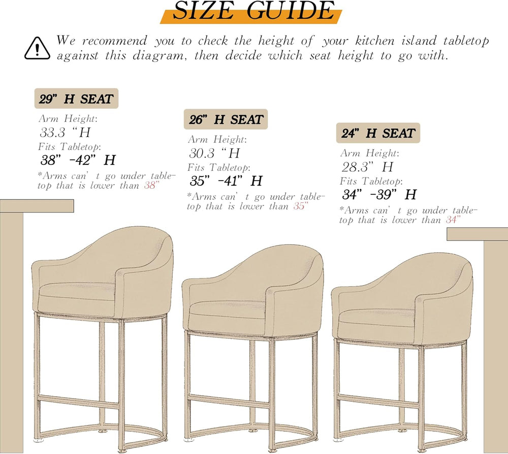 Modern Counter Height Bar Stools Set of 2 with Arms,White Leather